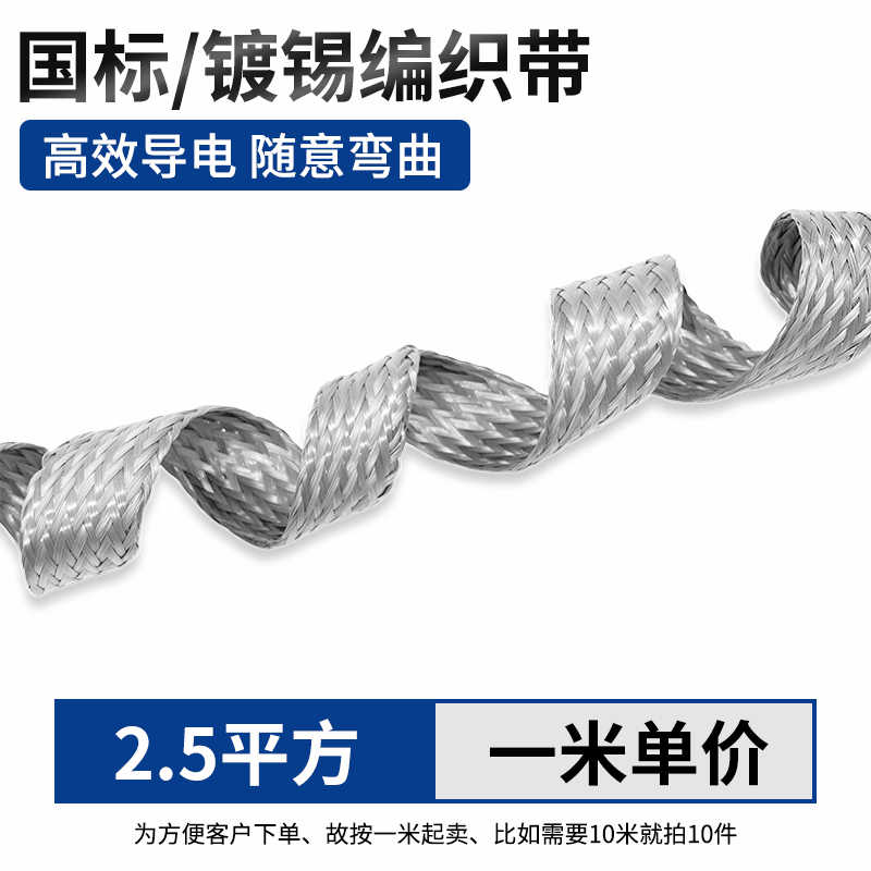  国标镀锡铜编织带（2.5平方）1米 / 银白色