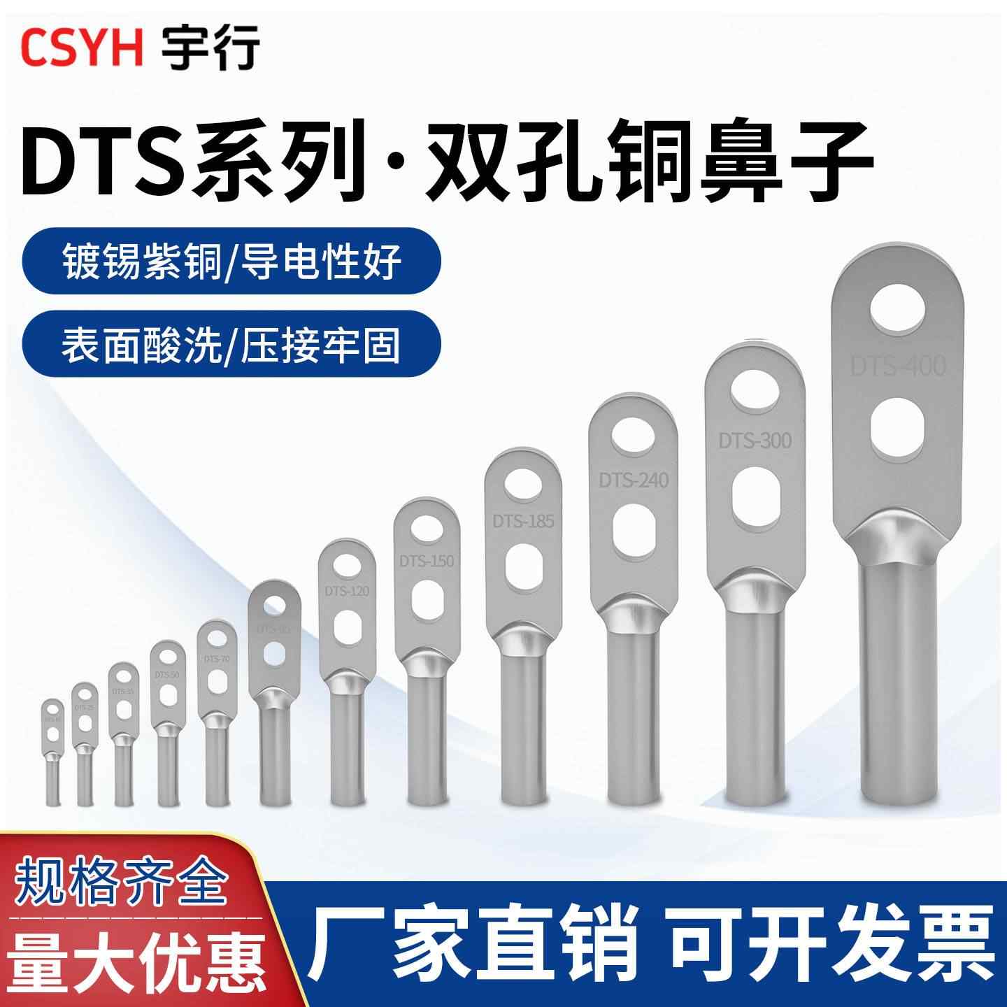 DTS双孔铜鼻子-镀锡