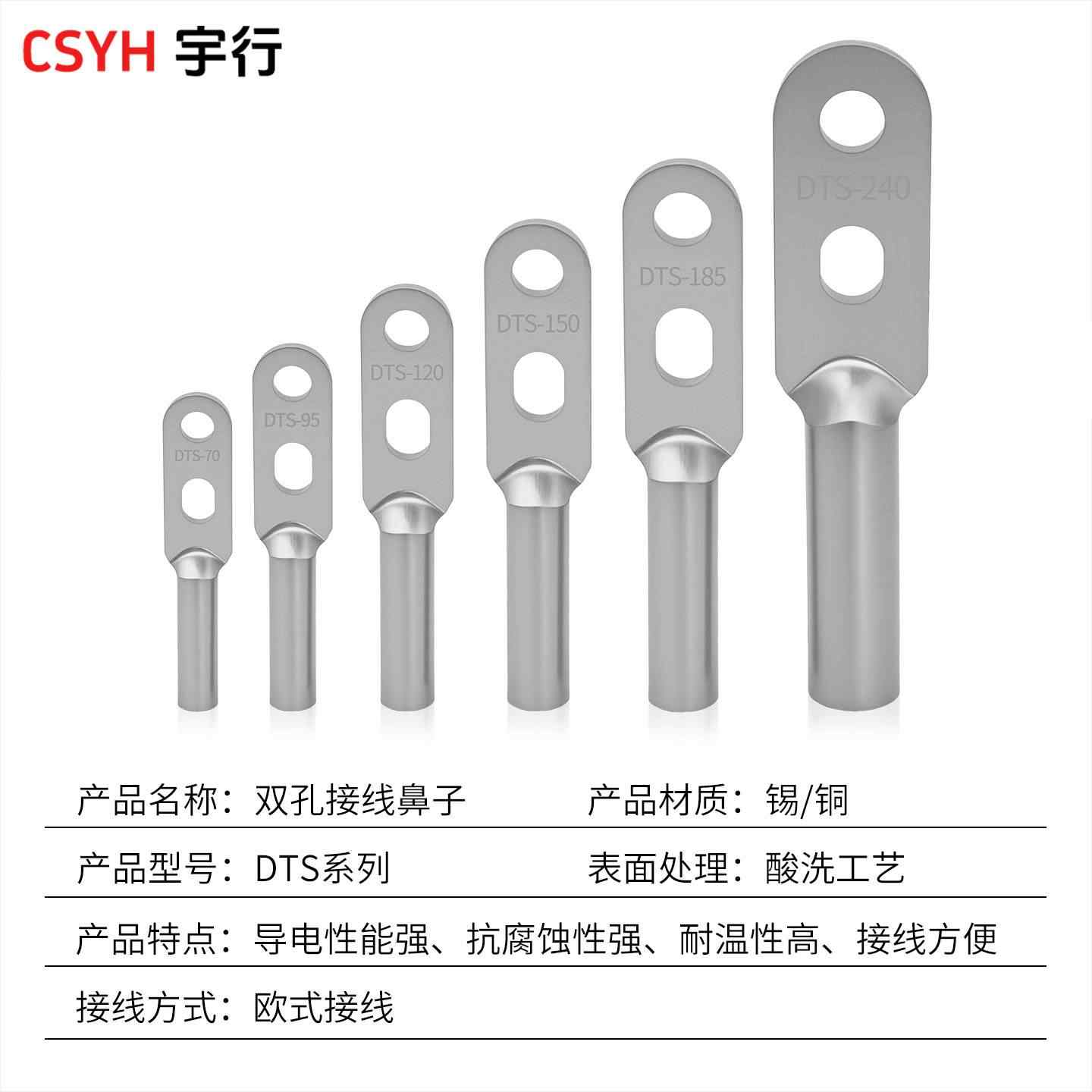 DTS双孔铜鼻子-镀锡