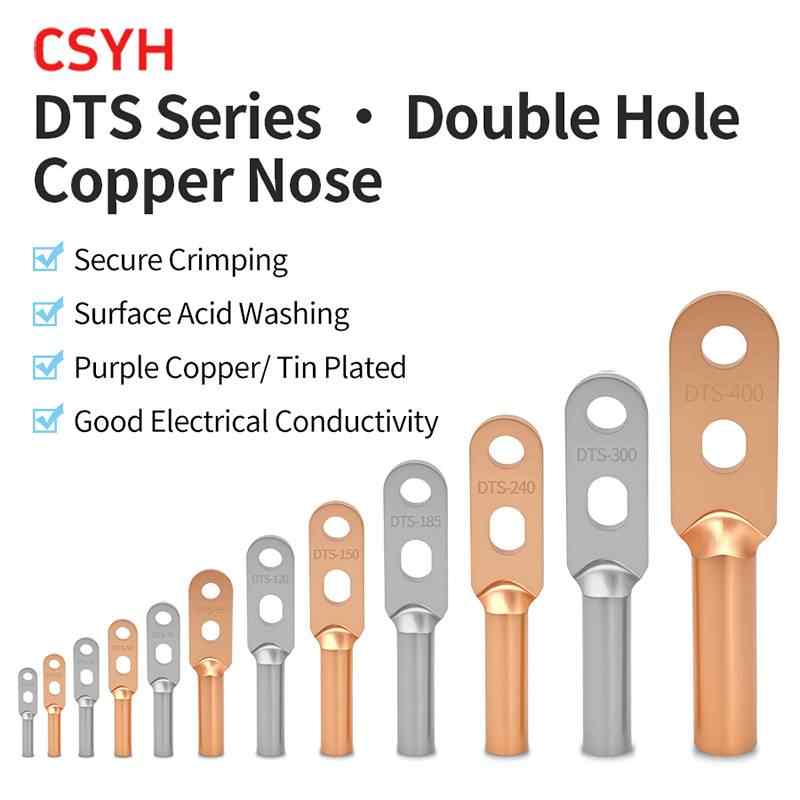 DTS dual hole copper nose - tin plated