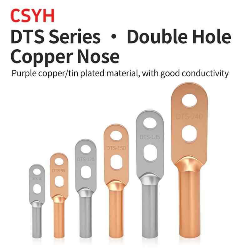 DTS dual hole copper nose - tin plated