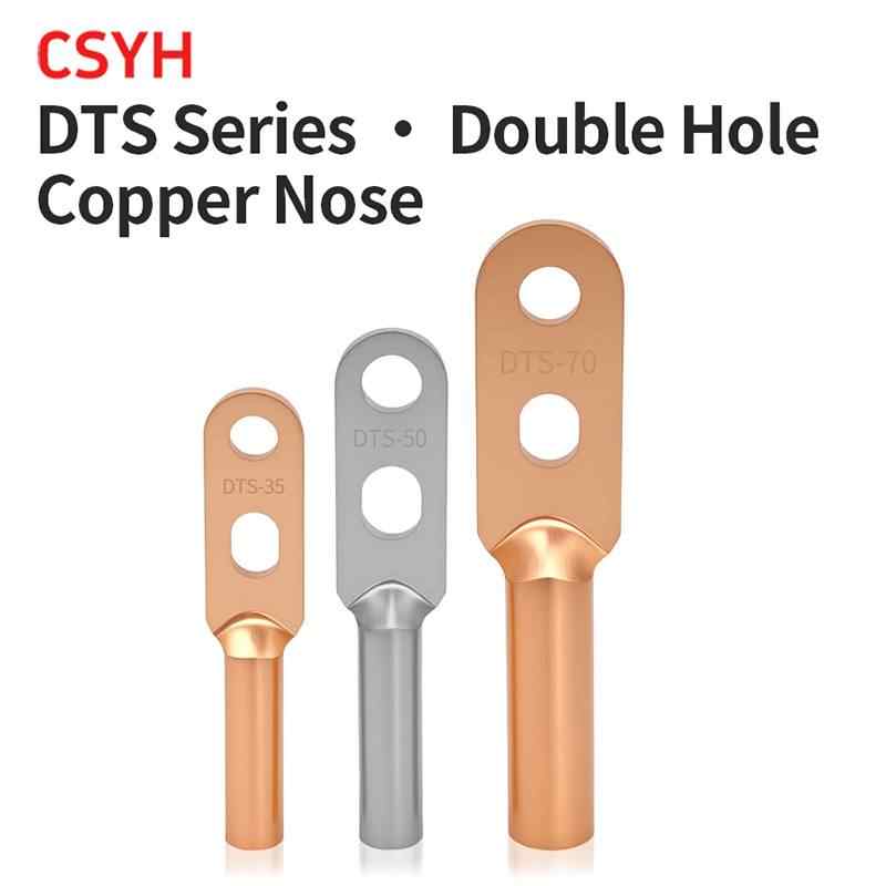 DTS dual hole copper nose - tin plated
