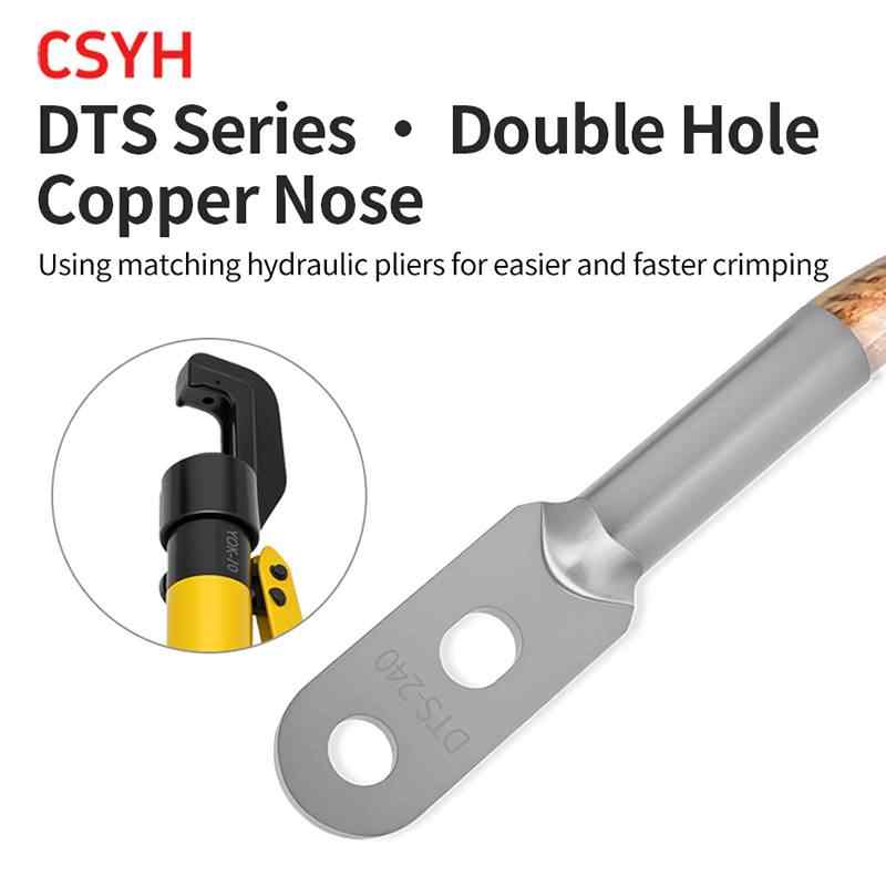 DTS dual hole copper nose - tin plated