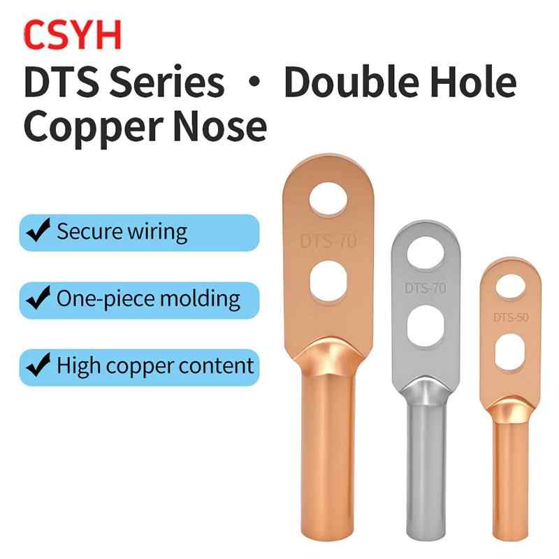 DTS dual hole copper nose - tin plated
