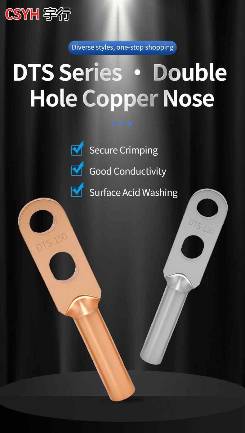 DTS dual hole copper nose - tin plated 1