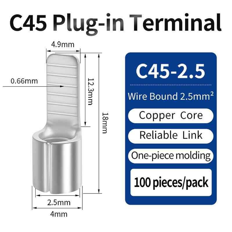 C45-2.5 (100 Pcs), for 2.5mm² cable / Silver-white