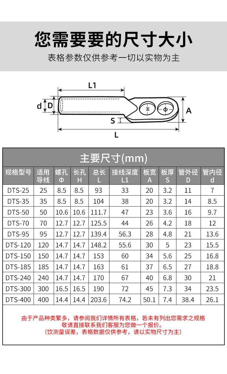  DTLS双孔铜铝鼻子 10