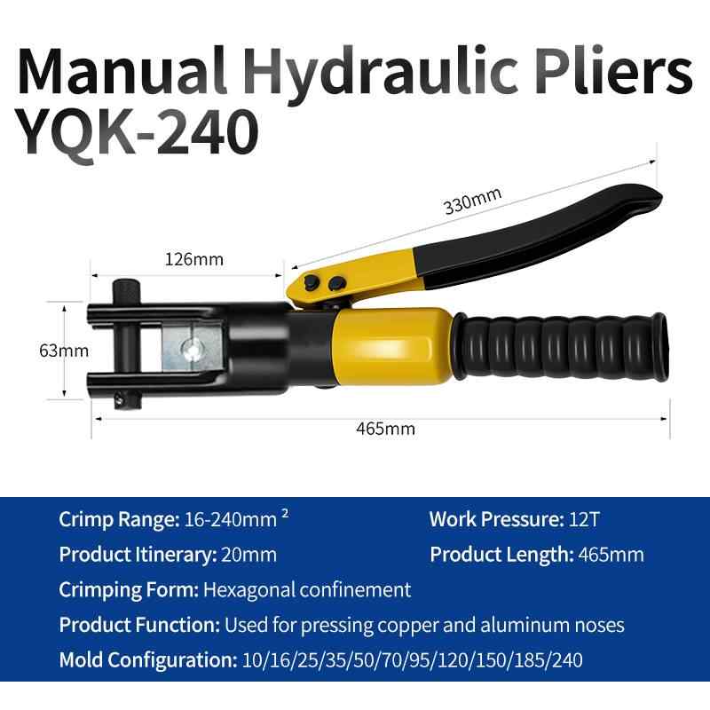 Manual Hydraulic Crimping Tool YQK-240 / Black + Yellow