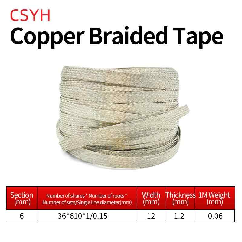 GB Tinned Copper Braided Strap (6mm²), 1m / silvery white