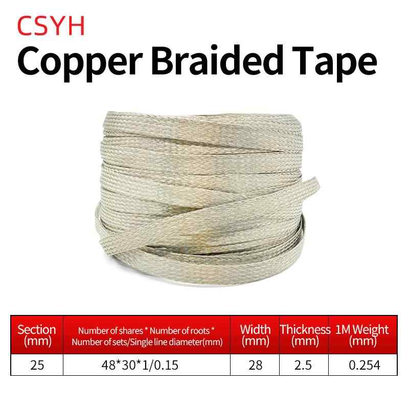 GB Tinned Copper Braided Strap (25mm²), 1m / silvery white