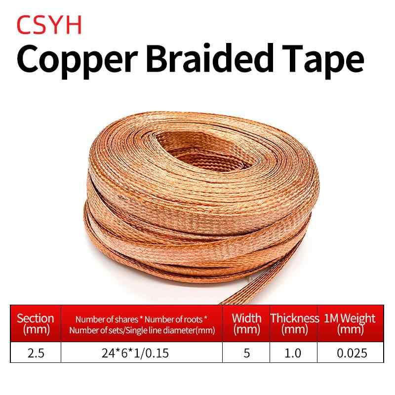 GB Pure Copper Braided Strap (2.5mm²), 1m / red copper
