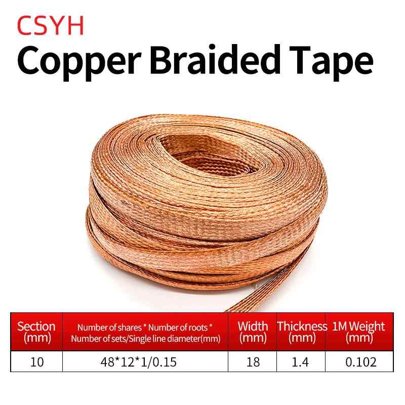 GB Pure Copper Braided Strap (10mm²), 1m / red copper