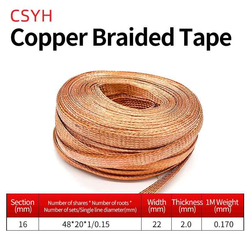 GB Pure Copper Braided Strap (16mm²), 1m / red copper