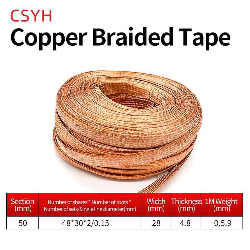 GB Pure Copper Braided Strap (50mm²), 1m / red copper