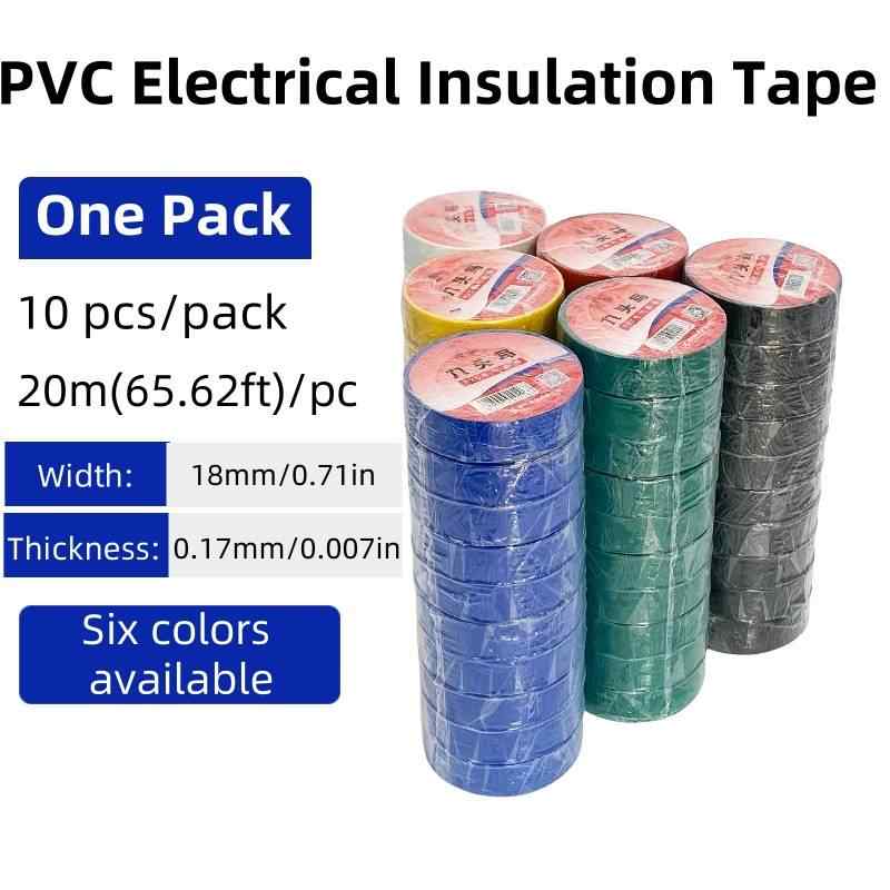 10 rolls, 20 meters per roll / Black, Green, Blue, Yellow, Red, White