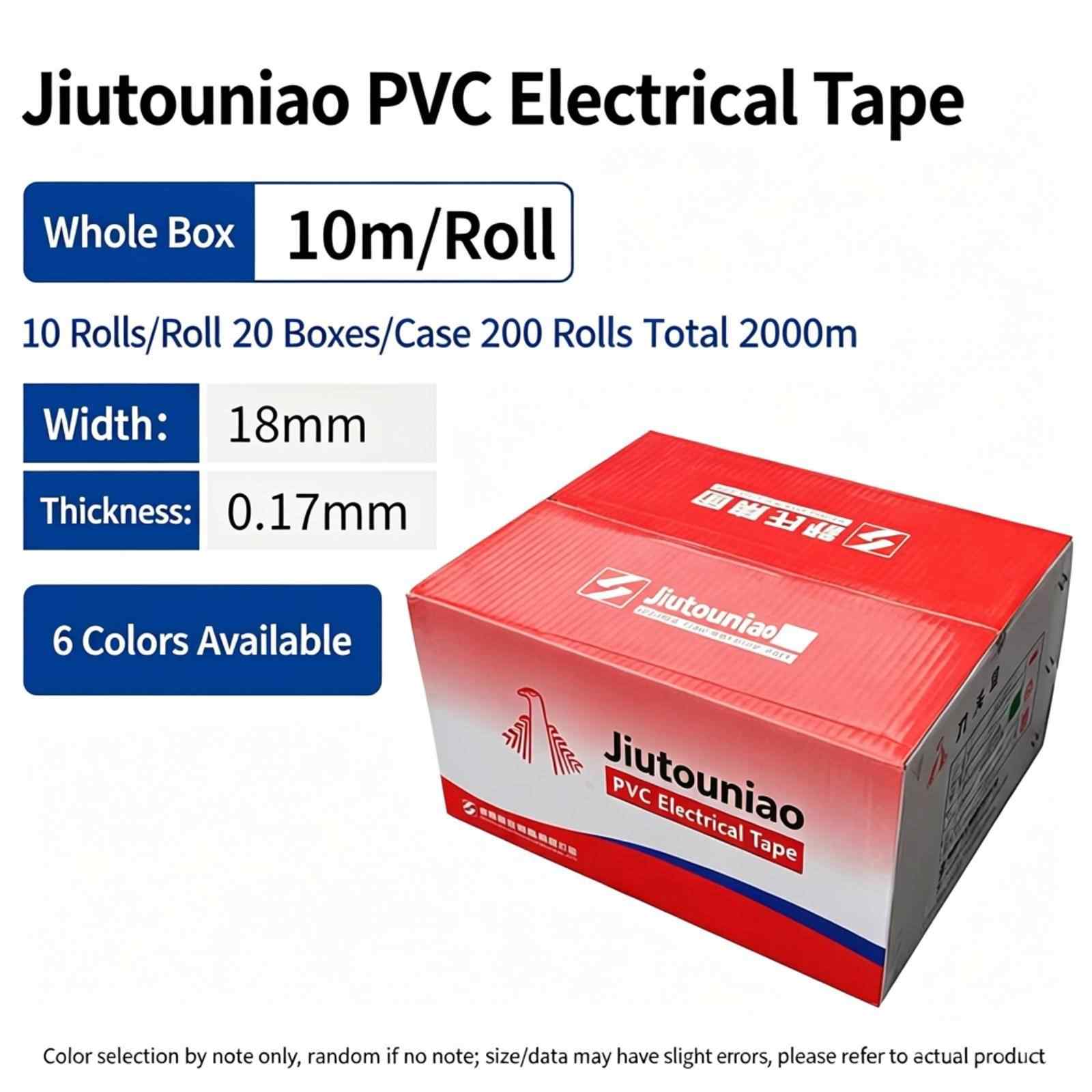 Full Carton - 10m per roll / Black, Green, Blue, Yellow, Red, White