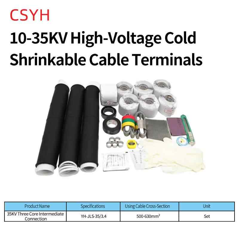 35kV LSJ-35/3.4 3-Core Cold Shrink Cable Joint Kit, 500-630mm² / black