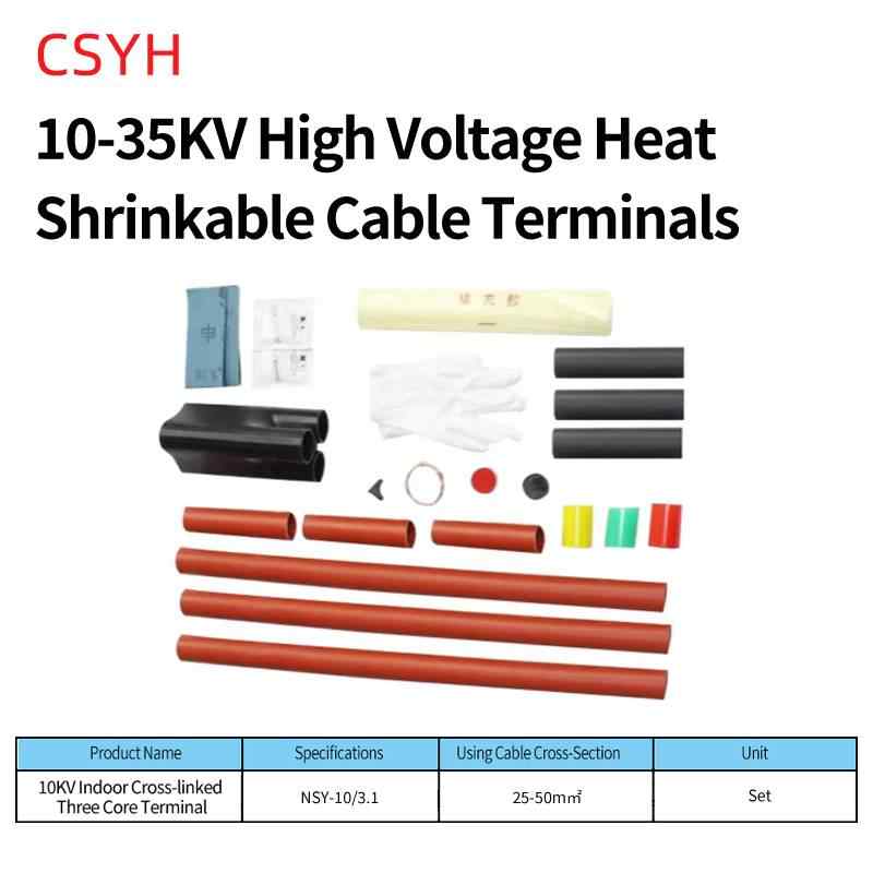 10kV Indoor Heat Shrinkable Terminal (25-50mm²) / Red / Black