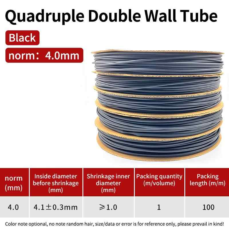 4:1 Heat Shrink Tube, φ4mm Diameter, 100m Per Roll / Red, Yellow, Blue, Green, White, Black, Transparent